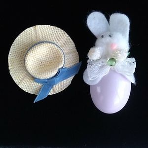🐇VTG Handmade Easter Bunny Straw Hat Spring Bundl